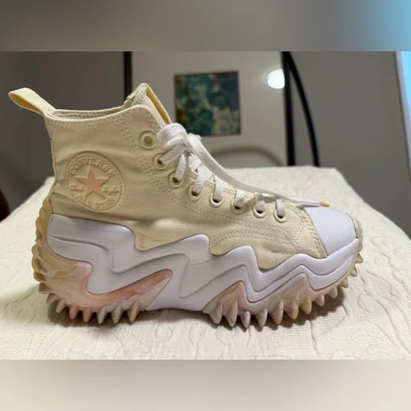 Converse Run Star Motion CX Soft Dune Pink Marbled High-Top Sneakers - Picture 6 of 8